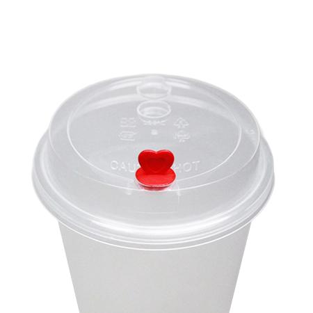 プラスチックカップ用フタ　90mm口径 1,000個(PP製)　ハートキャップ(ストロー穴付)　※適合品番あり ※沖縄・離島 送料別途