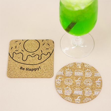 AOEQ-CS-012｜コルクコースター角型 『ビッグドーナツ』 90×90mm ※受注