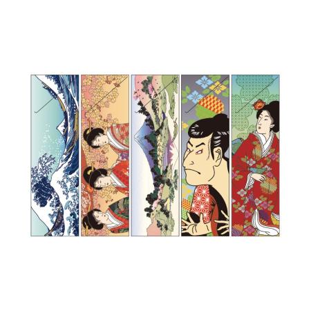 箸袋 浮世絵　37.3×126mm(ハカマP)　5,000枚(5柄アソート)　※受注生産品(7営業日出荷)　※北海道・四国・九州・沖縄・離島 送料別途