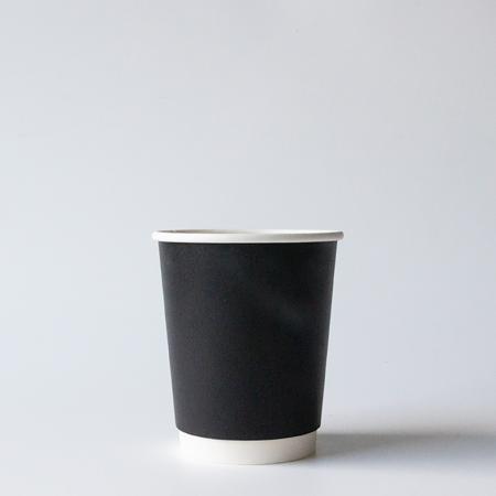 断熱二重紙コップ カラーズ　ブラック 240ml(8オンス)　80mm口径 1,000個　※沖縄・離島 送料別途