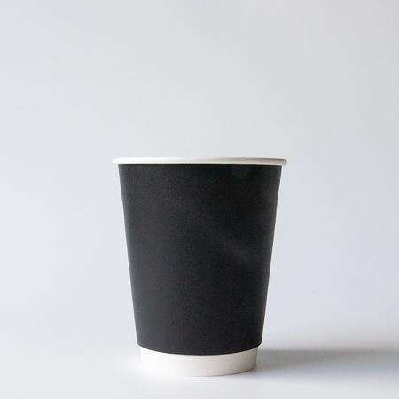 断熱二重紙コップ カラーズ　ブラック 360ml(12オンス)　90mm口径 1,000個　※沖縄・離島 送料別途