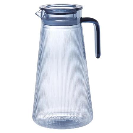 ポリカーボネートピッチャー　1700ml スモークグレイ　スリムストライプピッチャー　喜悦(えいむAim)