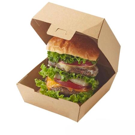 未晒バーガーボックスL　300個　135×135×90mm　ノンフッ素ネオクラフト　※沖縄・離島 送料別途(HEIKO)