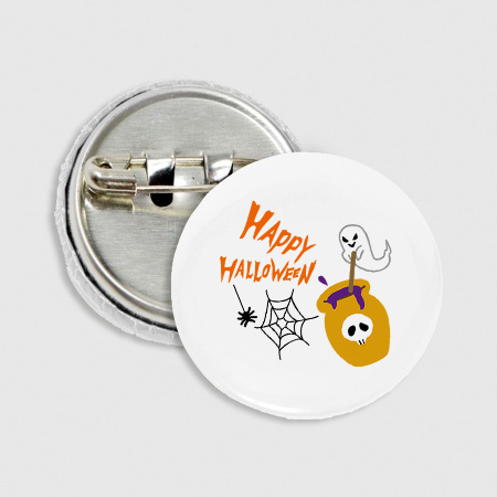 S0014-0008｜ハロウィングッズ 缶バッジ ゴースト｜飲食店用品・印刷