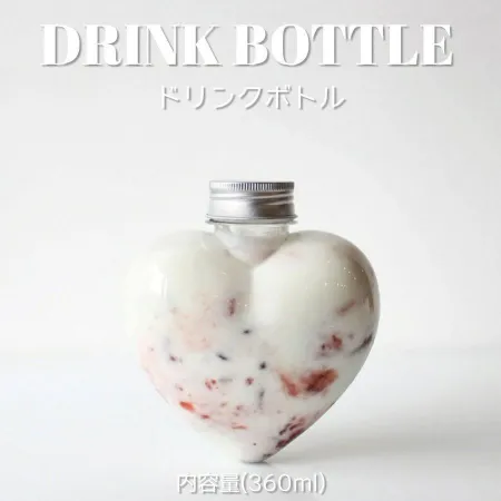 ドリンクボトル　ハート(※自立不可)　360ml 100個　フタ付き　※沖縄・離島 送料別途