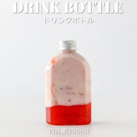 ドリンクボトル　なで肩　250ml 100個　フタ付き　※沖縄・離島 送料別途