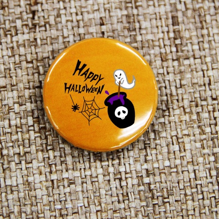 S0014-0008｜ハロウィングッズ 缶バッジ ゴースト｜飲食店用品・印刷