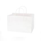 手提げ紙袋(丸紐)　オブロングバッグ　29-19 白無地 100枚　※沖縄・離島 送料別途