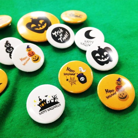 S0014-0005｜ハロウィングッズ 缶バッジ キャット｜飲食店用品・印刷