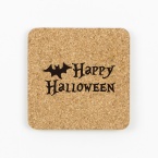ハロウィンコースター　コルク 角型　絵柄1 レーザー彫刻 1セット10枚入り コルクコースター B0018-0013