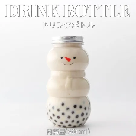 ドリンクボトル　雪だるま　500ml 100個　フタ付き　※沖縄・離島 送料別途