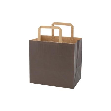 手提げ紙袋(平手)　Hフラットチャームバッグ　220-1 未晒ブラウン 100枚　※沖縄・離島 送料別途