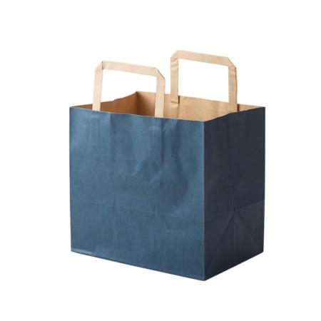 手提げ紙袋(平手)　Hフラットチャームバッグ　220-1 未晒ネイビー 100枚　※沖縄・離島 送料別途