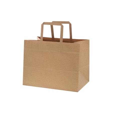 手提げ紙袋(平手)　Nフラットチャームバッグ　280-1 未晒無地 100枚　※沖縄・離島 送料別途