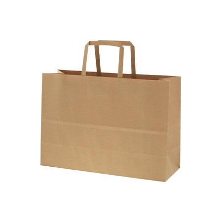 手提げ紙袋(平手)　Nフラットチャームバッグ　340-1 未晒無地 100枚　※沖縄・離島 送料別途