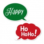 フォトプロップス クリスマス HoHoHo/HAPPY 吹き出し2点セット 【写真の小道具・写真撮影を楽しむアイテム 】 PR-33
