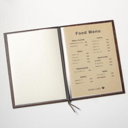 WB-911(紐タイプ)｜木製メニューブック A4・4ページ 紐タイプ WB-911