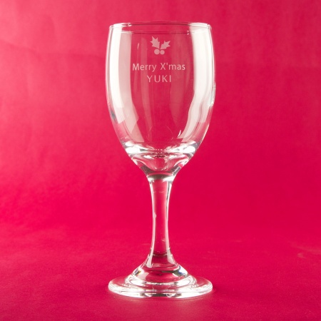 オリジナルグラス彫刻　ワイングラス　クリスマスデザイン