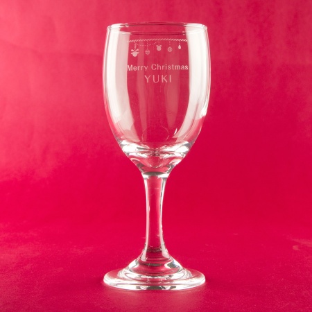 オリジナルグラス彫刻　ワイングラス　クリスマスデザイン