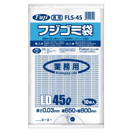フジゴミ袋 低密度PE　45L 透明　600枚　※北海道・沖縄・離島 送料別途　※個人宅配送不可 (尚美堂/フジナップ)