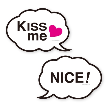 フォトプロップス Nice KissMe 吹き出し2点セット ホワイト 【写真の小道具・写真撮影を楽しむアイテム 】 PR-58