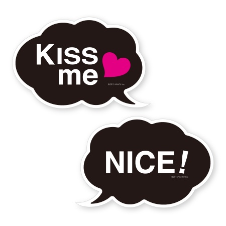 フォトプロップス Nice KissMe 吹き出し2点セット ブラック 【写真の小道具・写真撮影を楽しむアイテム 】 PR-73